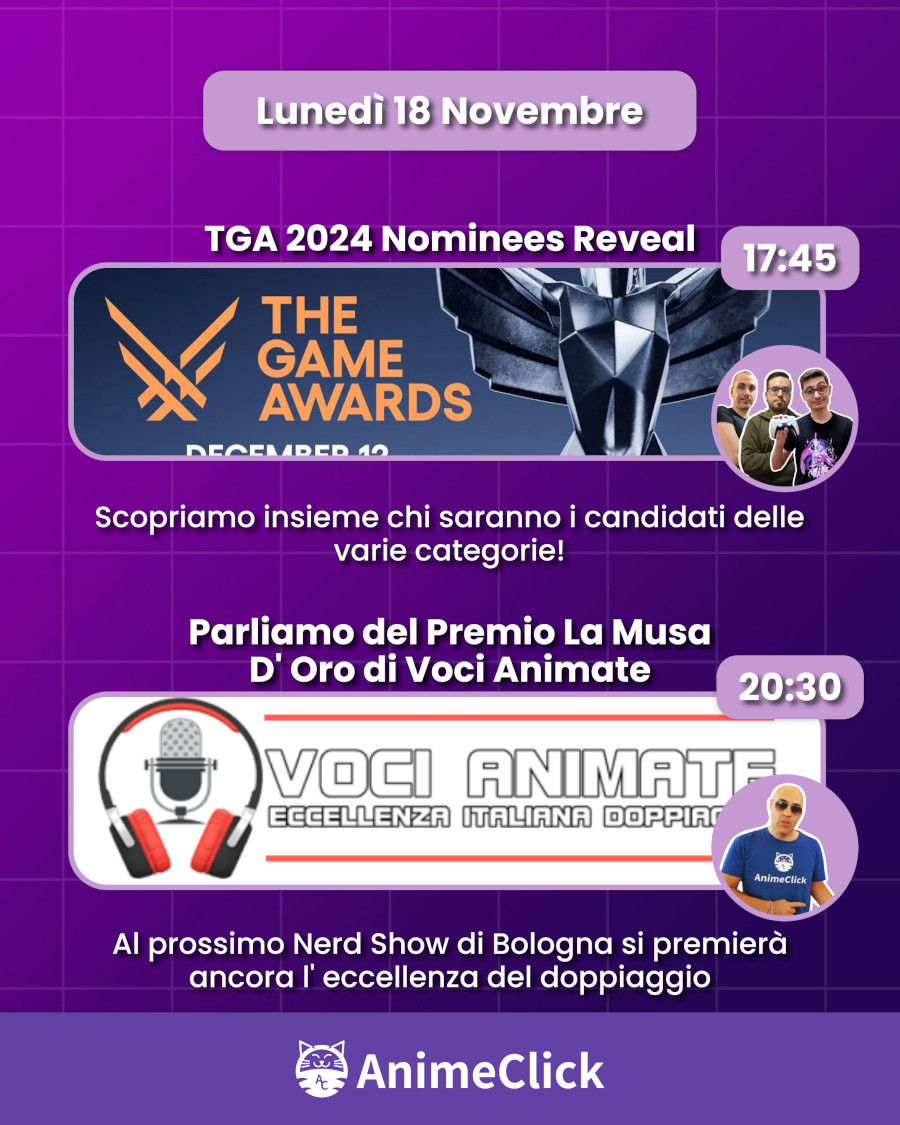 AnimeClick su Twitch: programma dal 18 al 24 novembre